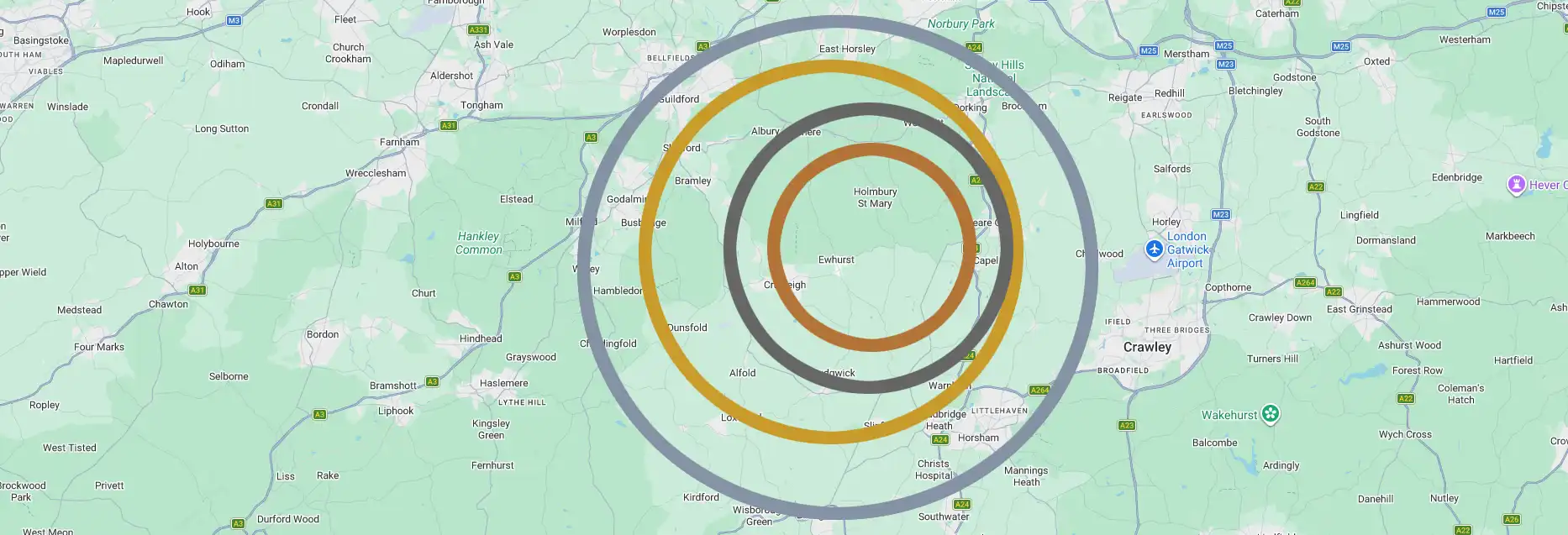 map with coloured circles